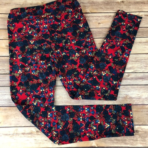27 LuLaRoe Blue Flower Print Leggings NWOT - Picture 3 of 4